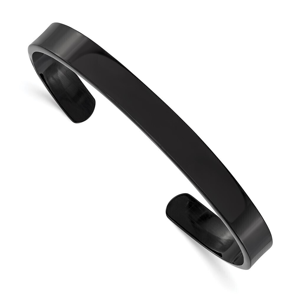Kazi Luxury Chisel Stainless Steel Polished Black IP-plated 9mm Cuff Bangle
